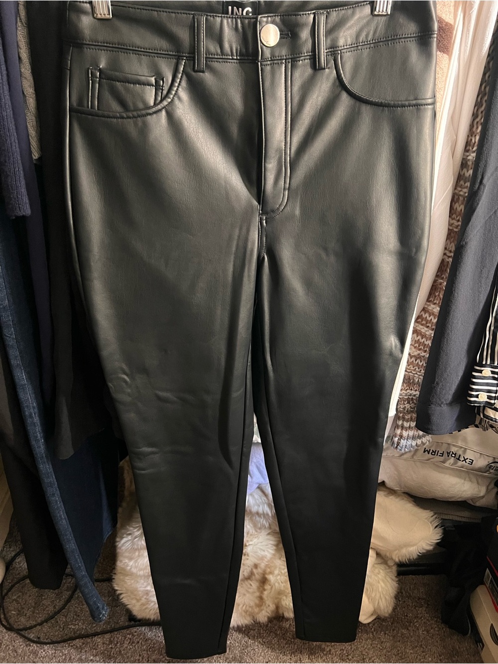 INC International Concepts Black Faux Leather Jeggings